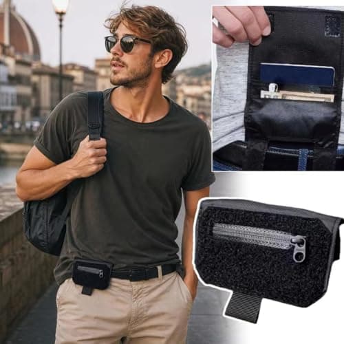FiTspi Slim Belt Wallet, Concealed Retractable Quick Access Purse Storage Bag for Cash, Cards & ID, Undercover Hidden Blocking Travel Waist Pouch, Anti-Theft Wallets Bumbag for Men Women — view 3