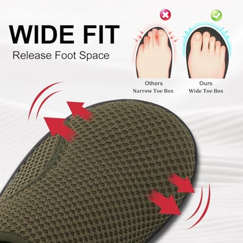 Mens Comfort Wide Fit Walking Shoes Casual Slip on Barefoot Shoes with Adjustable Straps Zero Drop for Swollen Feet Men Green 8 UK — view 3
