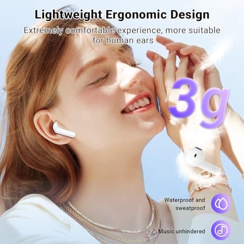 Wireless Earbuds, Bluetooth 5.4 Headphones with 42H Ultralight Ear Buds,Bluetooth Earbuds with 4 ENC Noise Cancelling Mics, HiFi Deep Bass Dual LED Display USB-C, Waterproof Earphones for Android iOS — view 6