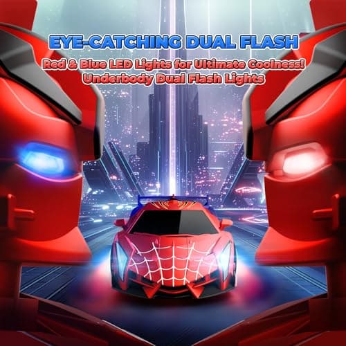 Remote Control Transform Car w Eye & Underbody Lights, 2.4GHz Web RC Car & Robot One-Button Deformation & 360°Rotation, Boys Toys Gifts Present for 3 4 5 6 7 8 9 Year Old Boys Kids Toys Age 3-12 — view 2