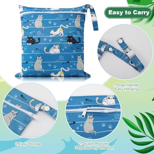 GSrenyu 3 Pcs Wet Bag Waterproof Wet Dry Bags, Reusable Nappy Bag Organiser — view 3