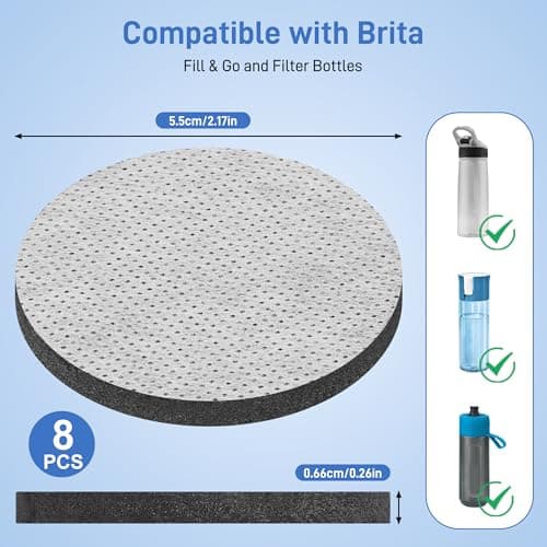 8Pcs Water Bottle Filter Discs Compatible with Brita Fill & Go Water Bottle — view 2