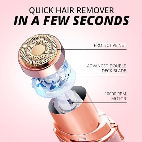 Facial Hair Removal for Women: Electric Hair Removal Device - Rechargeable Painless face Razor for Chin Upper Lip Peach Fuzz with Light (Gold) — view 3