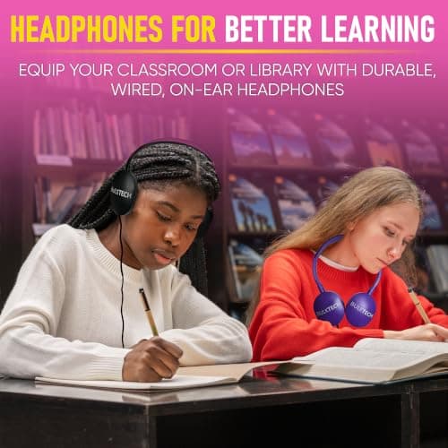 10 Pack Bulk Wired On-Ear Rubber Headphones with 3.5mm Connector, Multi — view 4
