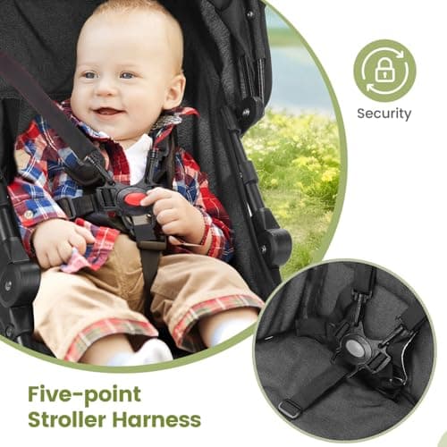 Baby Stroller, Umbrella Stroller with Foldable Pushchair with Adjustable Canopy, Folding Infant Newborn Pram Travel Stroller with Storage Basket, Cup Holder, Suspension Wheels for Infants 3-36M(Black) — view 3