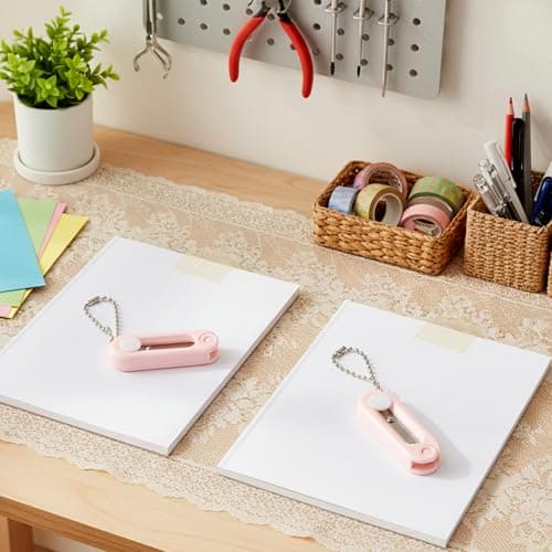 2Pack Pink Foldable Scissors Small, Portable Pocket Travel Scissor for Airplane, Travel, Office, Craft, Sewing, Home — view 6