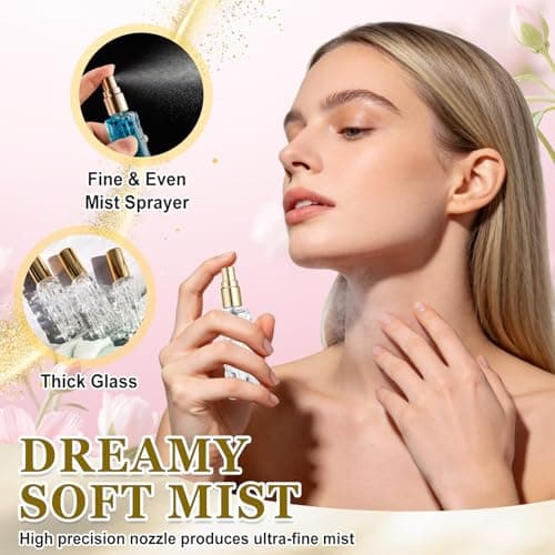 Qufiiry 4 * 10ml Refillable Perfume Atomiser, Travel Perfume Bottles, Leak-Proof Small Aftershave Spray Dispenser, Mini Empty Glass Spray Bottle for Handbag, Pocket, Business Travel Essentials(Gold) — view 3