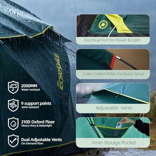 EchoSmile 4 Person Tents for Camping Waterproof Spacious Family Dome Tent — view 6
