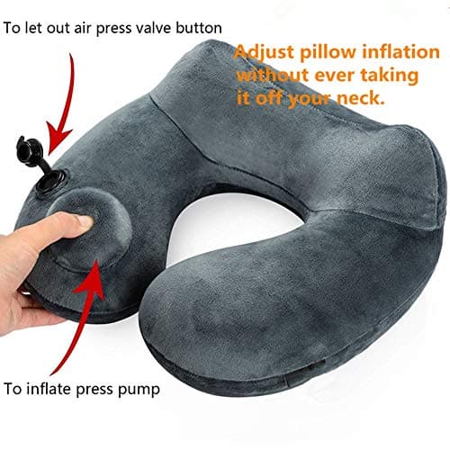 KXCFCYS Travel Pillow Luxuriously Soft Inflatable Neck Pillow Support-Compact & Lightweight for Sleeping on Airplane, Car, and Train Carrying Bag-Soft & Ergonomic One Size Design — view 2