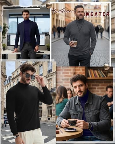 Riyiper 3 Pack Men's Thermal Turtleneck Long Sleeve Shirts 3Color L — view 2