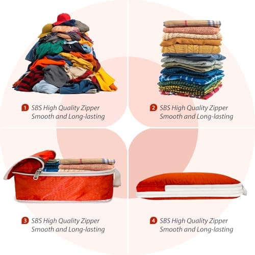 Doxaso Compression Packing Cubes Ultralight Expandable Suitcase Organiser Bags Water Repellent Travel Organiser for Backpack 4 PCS (A-Orange-4 Pcs, 4 PCS) — view 6