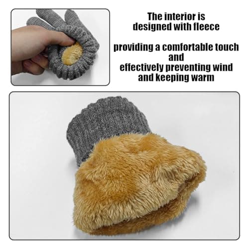 1 Pair Of Gray Velvet Gloves, Warm Knitted Gloves, Touch Screen Gloves, Outdoor Cold-Proof Gloves, Sports Gloves — view 4