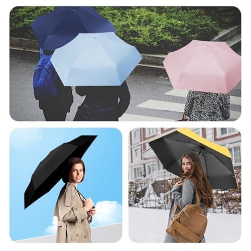 MPXEAVG Travel Umbrella, Handbag Umbrellas, Compact Umbrella with Case, for Women Handbag Size, UV Protection for Men Women (Navy Blue) — view 6
