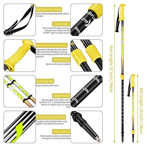 FitTrek Kids Trekking Poles - Hiking Poles - Walking Poles Telescopic - Lightweight Trekking Stick with Walking Poles Rubber Tips and Pole Bag, 1 Pair — view 3