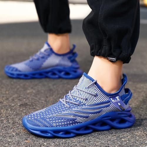 XKOWUO Mens Womens Trainers Walking Running Shoes Non Slip Gym Slip On Tennis Trainers Outdoor Sports Sneakers Lightweight Workout Shoes Royal_Blue Size 7 — view 2