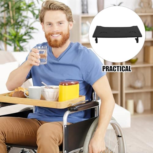 Wheelchair Tray Black ABS Rectangular Lap Desk with Cup Holder — view 4