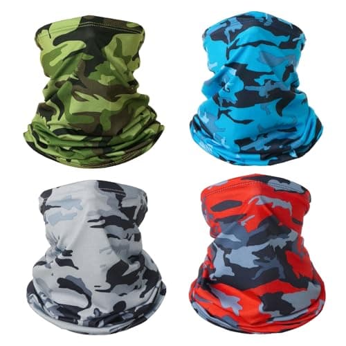 KEYRI 4 Pcs Bandana Neck Warmer Ski Snood for Men Women Multifunctional Headwear Scarf Face Mask Elastic Neck Gaiters Windproof UV Resistence Headband Snood for Outdoor Sport Hiking Cycling (Colorful)