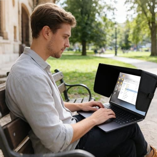 Monitor Shade Hood - 600D Fabric 13 16 Inch, Portable Anti-Reflective Cover, Light Blocking Sun Protection Tent | Digital Nomad, Business Trip, Summer Activity, Home, Patio, Balcony — view 2