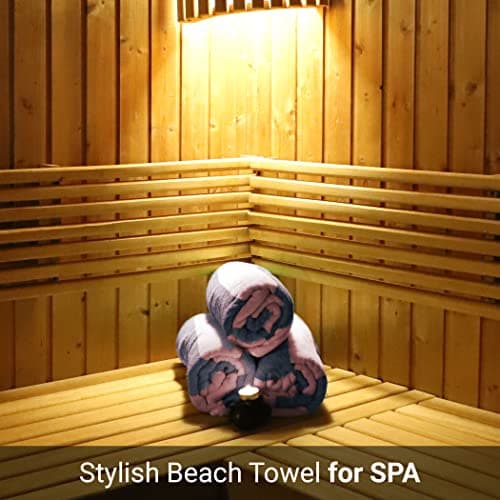 SweetNeedle Beach Towels for Adults Pack of 2 - Sea Glass Green Cabana Striped Classic - 100% Cotton Terry Ringspun Pool Towel, Quick Dry, Super Absorbent Swimming large towel, 76 x 152 cm — view 6