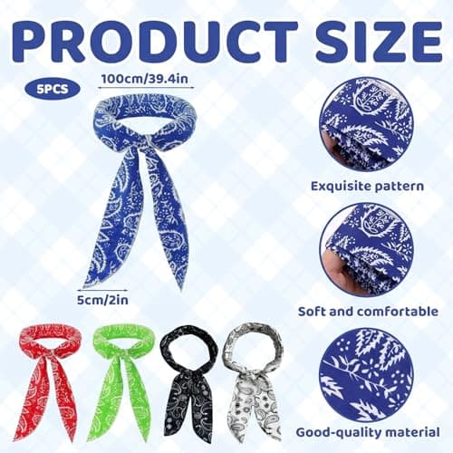 IAndhy 5 Pack Cooling Towels, Cooling Neck Wraps for Hot Weather Activities, Fast Cooling Towels for Outdoor Sports and High-Temperature Workplaces, Assorted Colours in Red Green Blue Black White — view 2
