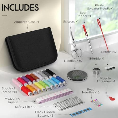 Coquimbo Sewing Kit Travel, Sewing Accessories for Adults Beginner (Black) — view 3