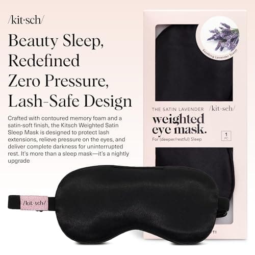 Kitsch Weighted Satin Sleep Mask for Sleep and Travel 116g - Black — view 2