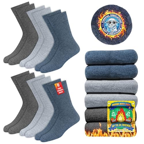 SOXCO Thermal Socks for Men & Women - Winter Heat Socks, Pack of 6 Pairs, 9-11