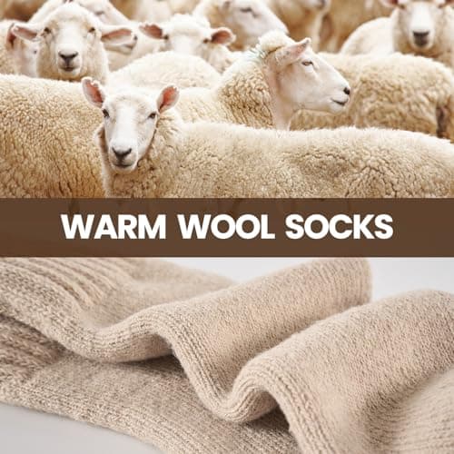 Niorasen Thermal Socks for Women, 3 Pairs Wool Winter Warm Thick Socks, Full Cushioned Cosy Comfy Ladies Hiking Walking Boot Crew Sock with Gifts Box, 4-8 Black DarkGrey Apricot — view 6