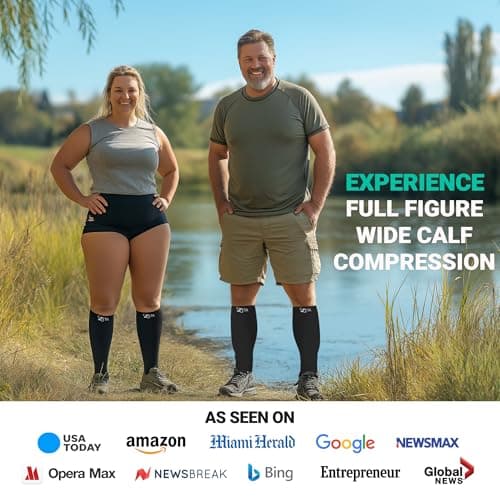Zeta Wear Calf Compression Sleeve Men & Women, Plus Size Wide Shin Splints Support and Calf Support Sleeves, Compression Leg Socks for Running Sports, Flight, Hiking, Cycling — view 3