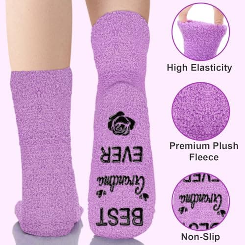 Amosking Grandma Gifts - Purple Coral Fleece Socks Gifts for Grandma Birthday, Thanksgiving, Christmas — view 3