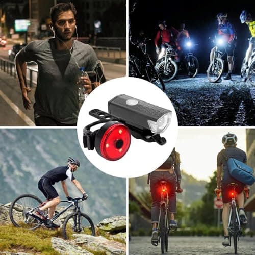 USB Rechargeable Light Set - USB Rechargeable LED Light Set For Bicycles | Bright LED Headlight And Taillight Set | Front And Rear Cycling Safety Flashlights Set | Accessories For Road And Mountain — view 5