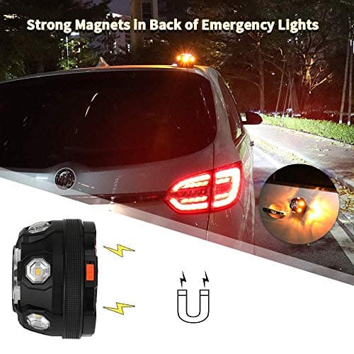 Car LED light Road Flares, Vehicle Emergency Breakdown Kit, with 8 Amber Flashing modes,Warning Signal beacon disc for safety with 1.5km 360 degree visibility plus magnetic base and hook attachment — view 5