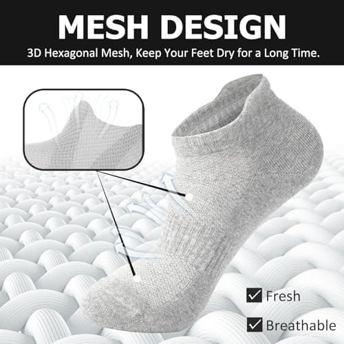 Josnown Men’s Trainer Socks 6 Pack – Cushioned Running & Gym Ankle Socks — view 4