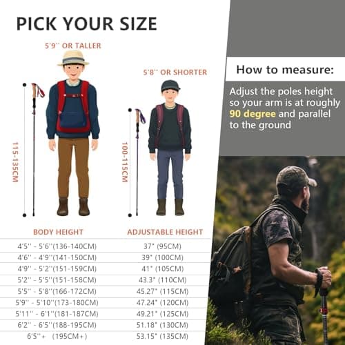 BISINNA Carbon Fibre Trekking Poles, 2-Pack, Lightweight Collapsible Walking Sticks, Quick Lock System (Purple, 95-115cm) — view 6