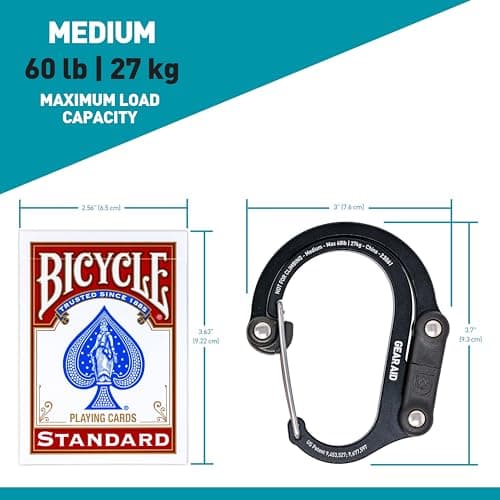 HEROCLIP GEAR AID Medium - Carabiner Clip, Hook & Hang Camping Accessories, Handbag, Purse or Backpack, Baby Pushchair Pram Hanger, Multifunctional Gadget for Fishing, Hiking & Travel — view 3