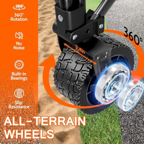 180L Festival Trolley on Wheels, 150KG Heavy Duty Foldable Collapsible Wagon, All-Terrain Wide Sand Wheels, Pull Along Utility Cart for UK Festivals, Beach, Garden, Camping & Weekly Shopping, Black — view 3