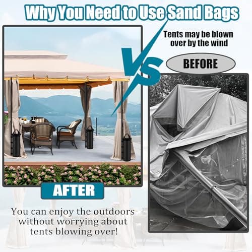 YUJUVI Gazebo Weights Sand Bags 8 Pack Gazebo & Tent Sandbag Weights Wind Sandbags Weights for Gazebo Legs Grade Heavy Duty Weights Bag Sandbags And shovel for Gazebo, Tent, Marquee, Carport — view 5