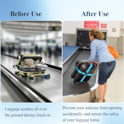 4 Pack Luggage Straps with Quick Release Buckle - Heavy Duty Adjustable Suitcase Straps, Blue Travel Accessories for Travel Bag Closure. — view 5