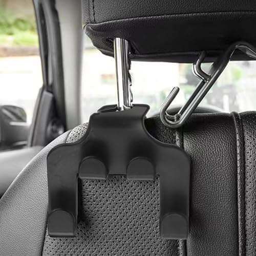 Startbuymore Multi Functional Car Hooks With Phone Holder 4 Pack ABS Headrest Accessory For Organizing Essentials During Travel — view 2