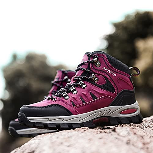 VTASQ Hiking Boots Mens Womens Waterproof Walking Shoes Trainers Outdoor Lightweight Camping Climbing Shoes Sneaker Rose red 3.5UK — view 3