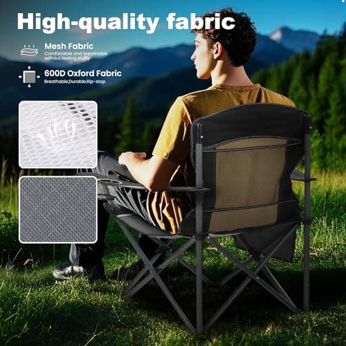 LET'S CAMP Set of 2 Mesh Back Folding Camping Chairs Support 160 KG — view 3