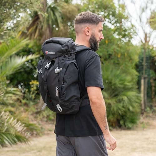 Berghaus Men's Arrow 30 Litre Rucksack | Compact, Breathable Backpack, Travel and Camping Bag | Rain Cover Hiking Packs, Black/Extrem Red, One Size — view 6