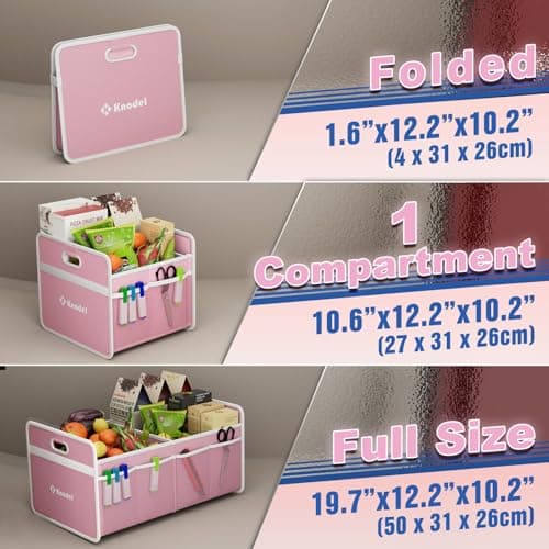 K KNODEL Car Boot Organiser, Foldable Car Boot Storage (Small, Pink) — view 6