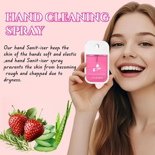 3Pcs Mist Hydrating Hand Sanit-izer Spray for Adults,Cleanses Your Hands,Power Mist Hydrating,Hand Sanit-iser Travel,Mini Travel Essentials,Aromatic Hand Wash,Strawberries+Aloe vera+Vanilla — view 3
