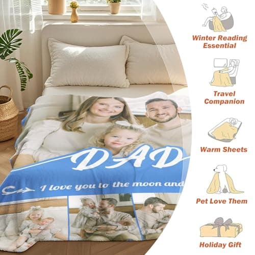 Bemaystar Personalised Photo Blanket for Dad | Customised Blanket with Photos for Dads, Grandads and Husbands | Best Papa Gifts — view 5