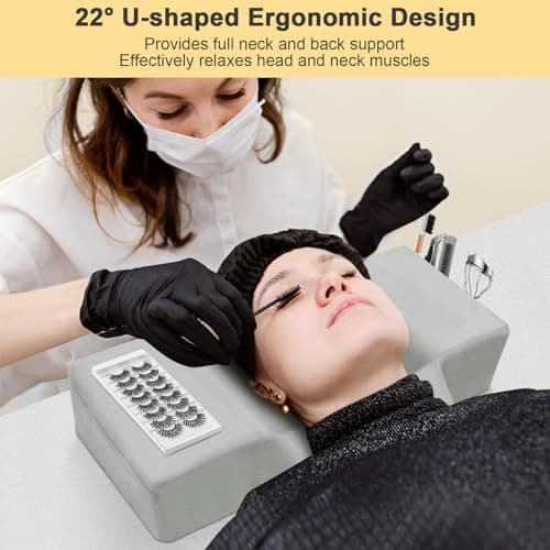 CGBE Lash Pillow for Eyelash Extensions: Ergonomic U-Shaped Neck Support Cushion, Soft Flannel Eyelash Cushion for Home and Beauty Salon, Lash Technician Bed Supplies - Grey — view 2