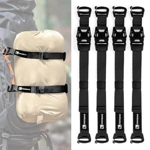 HIKEMAN Tactical Rush Tier System - Adjustable Molle Backpack Straps,Fastening Straps with Buckle Clips,Outdoor Compression Bundling Strap,Expansion Module Accessory Luggage Strap (Black)