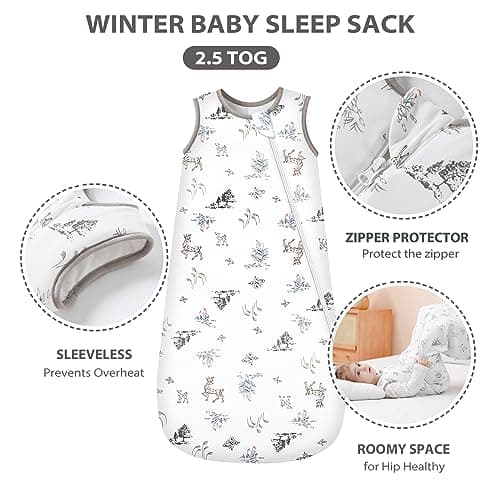 Mosebears Baby Sleeping Bag 2.5 Tog,bamboo Wniter Sleeping Bag Toddler Wearable Blanket for Infant Toddler,Super soft and warm(Forest,18-36 months) — view 3