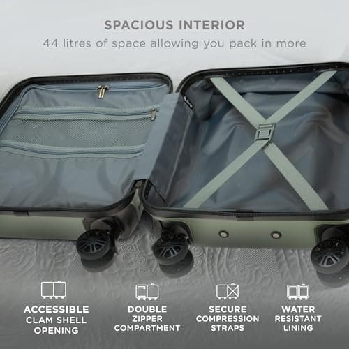 AVIO 55cm Cabin Suitcase | Lightweight Four-Wheel Spinner Lock - Dark Green — view 6