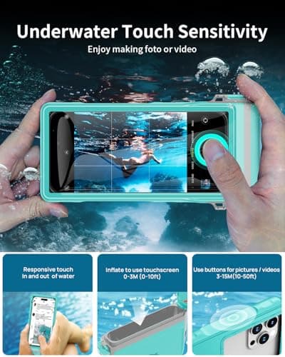 Lanhiem Waterproof Phone Case Universal, Professional IPX8 Waterproof 15M Diving Phone Cover [Underwater Touchscreen] Case for iPhone Samsung Google Xiaomi and 4.7-6.9'' Mobile Phones,Blue — view 3